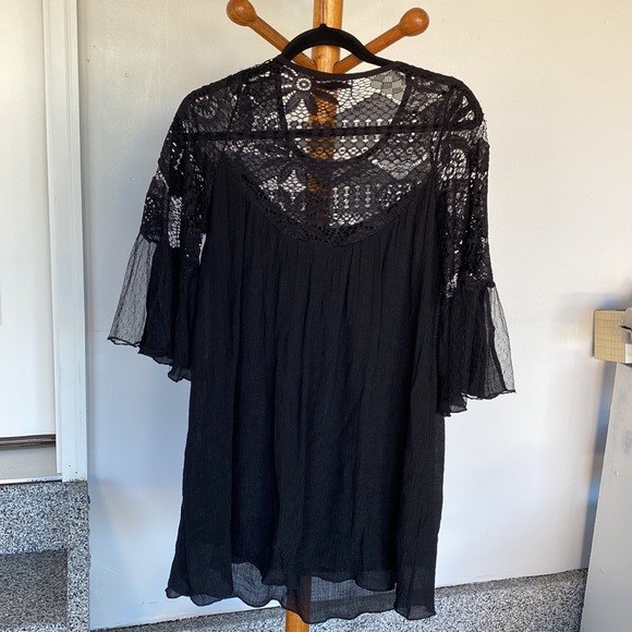 SALE $7 Karen Hart Lace Neckline Black Dress S - Picture 4 of 14